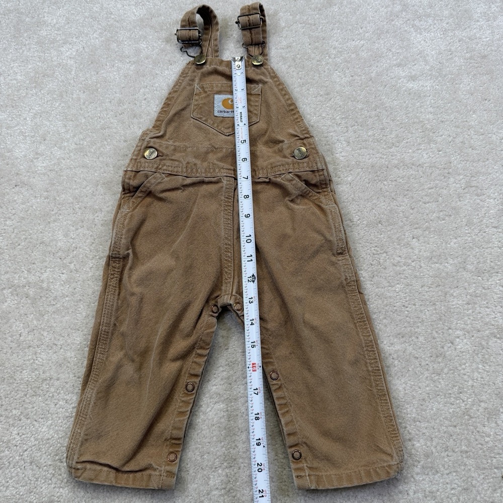 Vtg Carhartt Overalls Toddler 24 Months Brown Canvas Bib Workwear USA Union Made - Picture 3 of 7